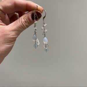 EMPORIO ARMANI Sterling Silver Frosted & Clear Faceted Quartz Dangle Earrings